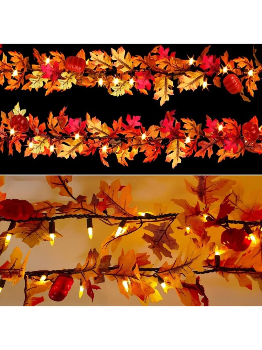 8ft Fall Maple Leaf String Lights - 35 Incandescent Bulbs for Thanksgiving